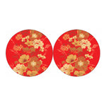 Vintage Chinese Flower Print Car Coasters
