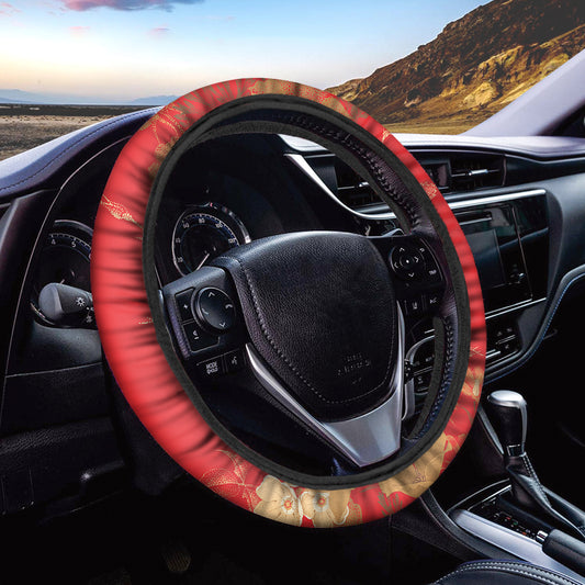 Vintage Chinese Flower Print Car Steering Wheel Cover