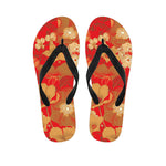 Vintage Chinese Flower Print Flip Flops