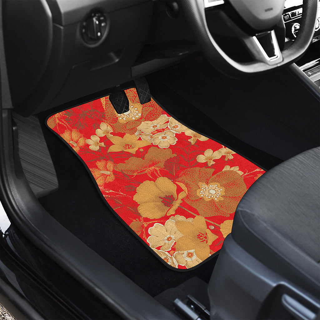 Vintage Chinese Flower Print Front and Back Car Floor Mats