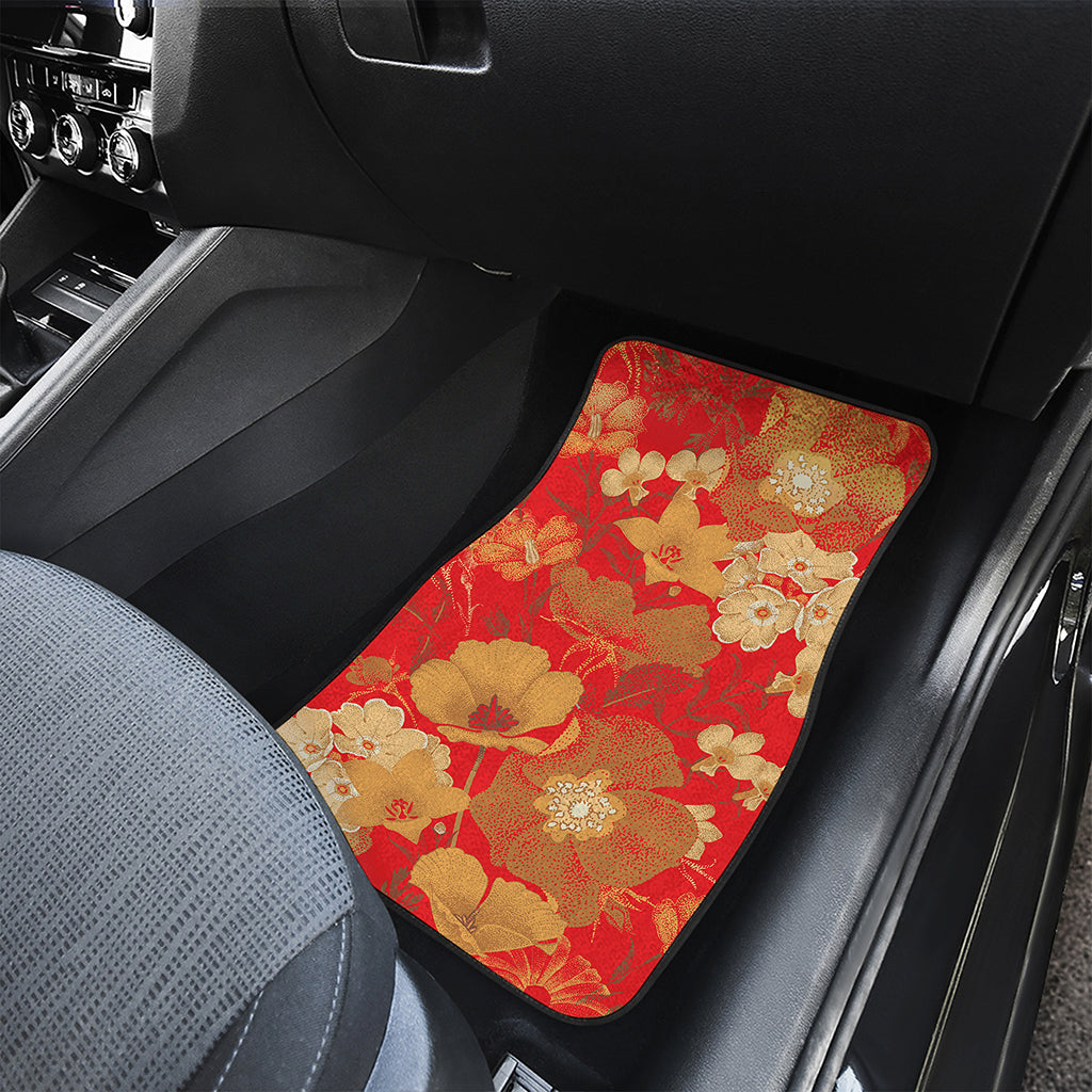 Vintage Chinese Flower Print Front and Back Car Floor Mats