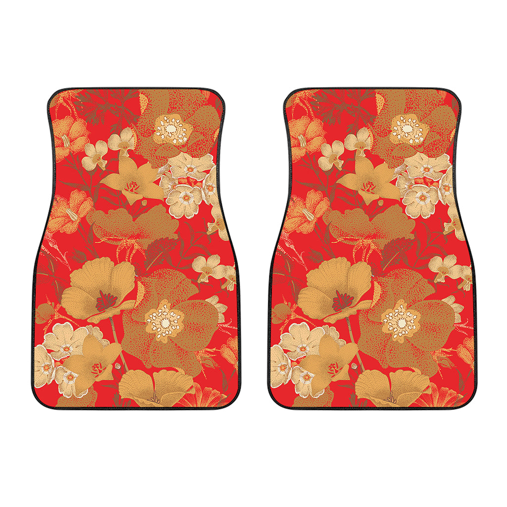 Vintage Chinese Flower Print Front Car Floor Mats
