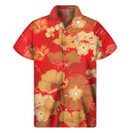 Vintage Chinese Flower Print Men's Short Sleeve Shirt