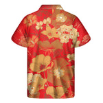 Vintage Chinese Flower Print Men's Short Sleeve Shirt