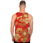 Vintage Chinese Flower Print Men's Tank Top