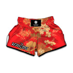 Vintage Chinese Flower Print Muay Thai Boxing Shorts