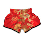 Vintage Chinese Flower Print Muay Thai Boxing Shorts