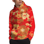 Vintage Chinese Flower Print Pullover Hoodie