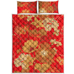Vintage Chinese Flower Print Quilt Bed Set