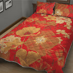 Vintage Chinese Flower Print Quilt Bed Set