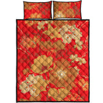 Vintage Chinese Flower Print Quilt Bed Set