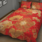 Vintage Chinese Flower Print Quilt Bed Set