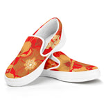 Vintage Chinese Flower Print White Slip On Shoes