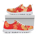 Vintage Chinese Flower Print White Sneakers