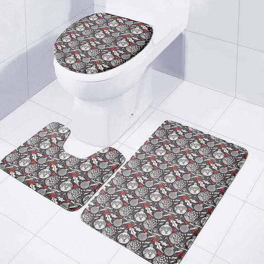 Vintage Christmas Decorations Print 3 Piece Bath Mat Set