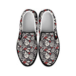 Vintage Christmas Decorations Print Black Slip On Shoes