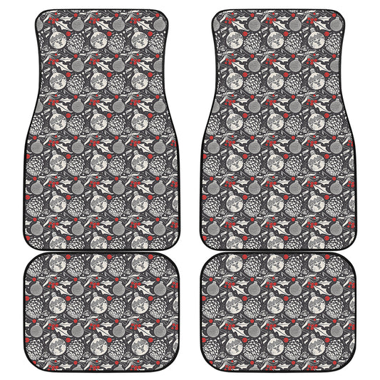 Vintage Christmas Decorations Print Front and Back Car Floor Mats