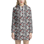 Vintage Christmas Decorations Print Hoodie Dress