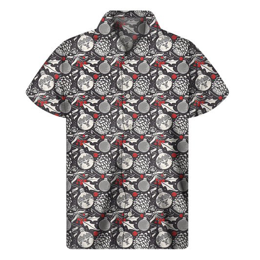 Vintage Christmas Decorations Print Men's Short Sleeve Shirt