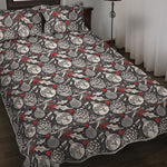 Vintage Christmas Decorations Print Quilt Bed Set