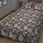 Vintage Christmas Decorations Print Quilt Bed Set