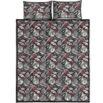 Vintage Christmas Decorations Print Quilt Bed Set