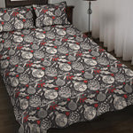 Vintage Christmas Decorations Print Quilt Bed Set
