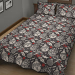 Vintage Christmas Decorations Print Quilt Bed Set
