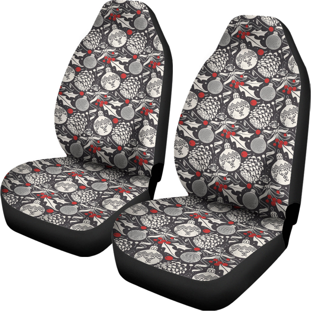 Vintage Christmas Decorations Print Universal Fit Car Seat Covers