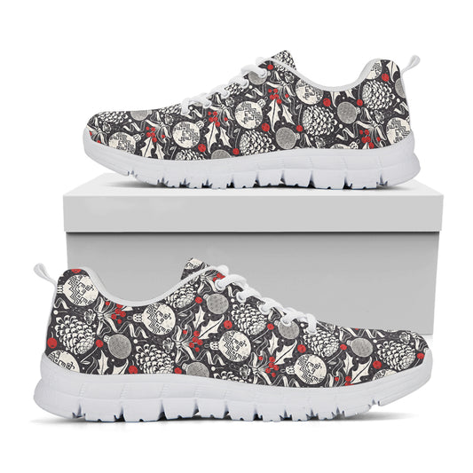 Vintage Christmas Decorations Print White Sneakers