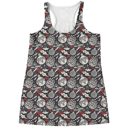 Vintage Christmas Decorations Print Women's Racerback Tank Top