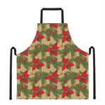 Vintage Christmas Poinsettia Print Apron