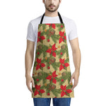 Vintage Christmas Poinsettia Print Apron