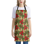 Vintage Christmas Poinsettia Print Apron