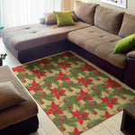Vintage Christmas Poinsettia Print Area Rug