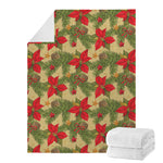 Vintage Christmas Poinsettia Print Blanket