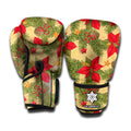Vintage Christmas Poinsettia Print Boxing Gloves