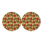 Vintage Christmas Poinsettia Print Car Coasters
