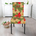 Vintage Christmas Poinsettia Print Dining Chair Slipcover