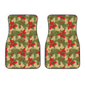 Vintage Christmas Poinsettia Print Front Car Floor Mats