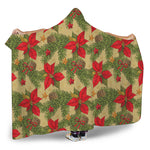 Vintage Christmas Poinsettia Print Hooded Blanket