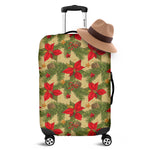Vintage Christmas Poinsettia Print Luggage Cover