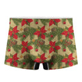 Vintage Christmas Poinsettia Print Men's Boxer Briefs
