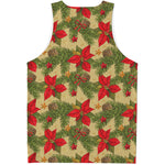 Vintage Christmas Poinsettia Print Men's Tank Top