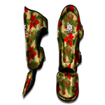 Vintage Christmas Poinsettia Print Muay Thai Shin Guard