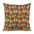 Vintage Christmas Poinsettia Print Pillow Cover