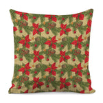 Vintage Christmas Poinsettia Print Pillow Cover