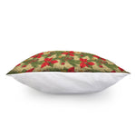 Vintage Christmas Poinsettia Print Pillow Cover