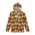 Vintage Christmas Poinsettia Print Pullover Hoodie