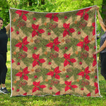 Vintage Christmas Poinsettia Print Quilt